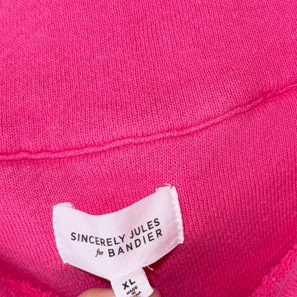 Bandier x Sincerely Jules Holly Half Zip Sweatshirt pullover neon barbie crop - Picture 6 of 9